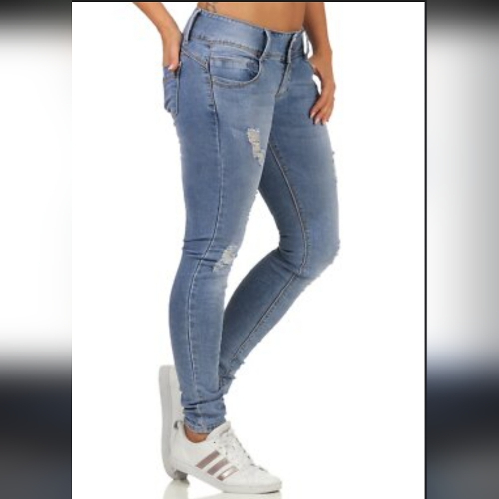 Victoria's Secret Skinny Mid-Rise Distressed Jeans